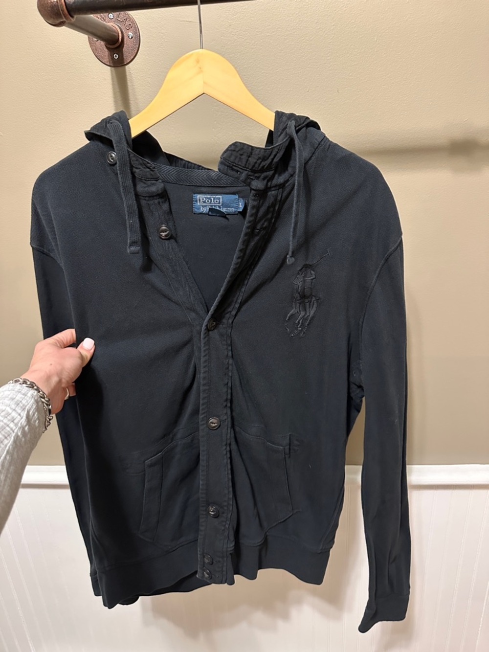 Polo by Ralph Lauren Black Hooded Lightweight Shirt Jacket